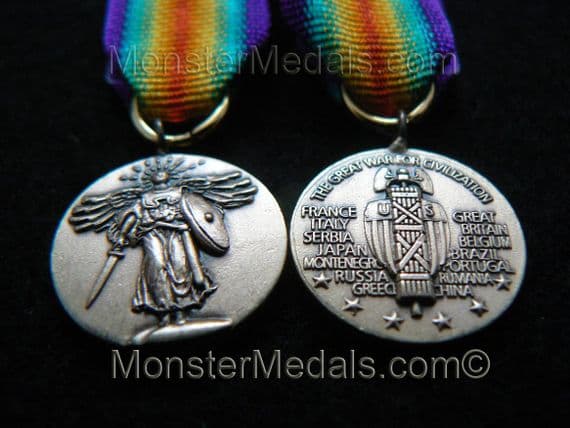 MINIATURE WW1 INTER ALLIED VICTORY MEDAL U.S.A