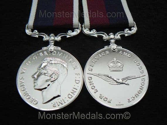 RAF LONG SERVICE FULL SIZE REPLACEMENT COPY MEDAL GEORGE VI GVI ROYAL AIR FORCE