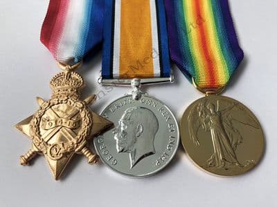 WW1 1914-15 Star Trio Full Size Replacement Copy Medal Set