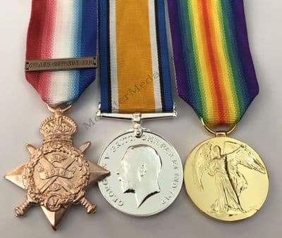 WW1 1914 Star + Bar Trio Full size Replacement Copy Medal set