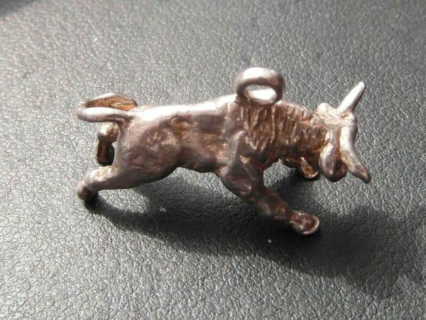 73M solid sterling silver raging charging bull charm for traditional bracelet