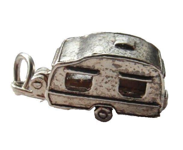 antique silver charm of 1960's caravan with opening feature for a charm braclet
