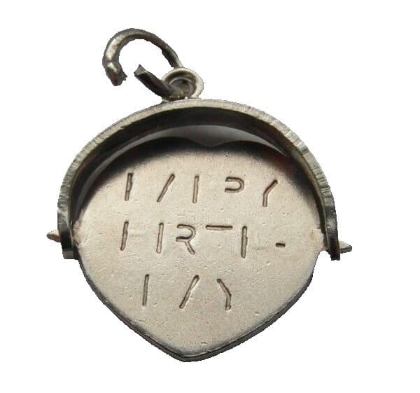 antique silver heart shaped 'Happy Birthday' spinner charm  for a charm bracelet