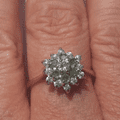 Q104 LADIES 9CT WHITE & YELLOW GOLD EMERALD AND 0.40CT DIAMOND CLUSTER RING  M