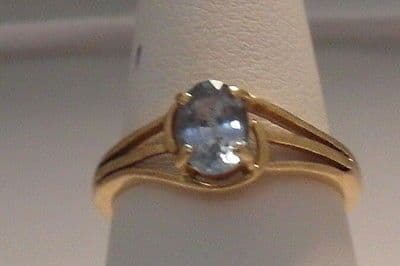 Q112 LADIES 18CT GOLD 1.00CT CLEAR BLUE SAPPHIRE SOLITAIRE RING SIZE M 1/2