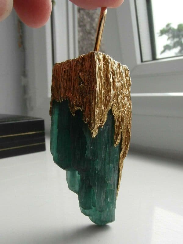 Q220 BESPOKE STUNNING RARE 18CT GOLD HUGE 150 CARAT TOURMALINE ICICLE PENDANT