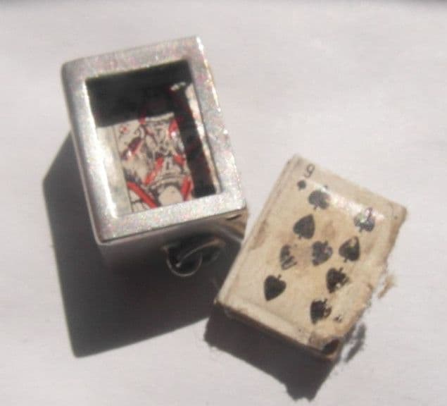 rare miniature full deck of playing cards in a silver case for charm bracelet