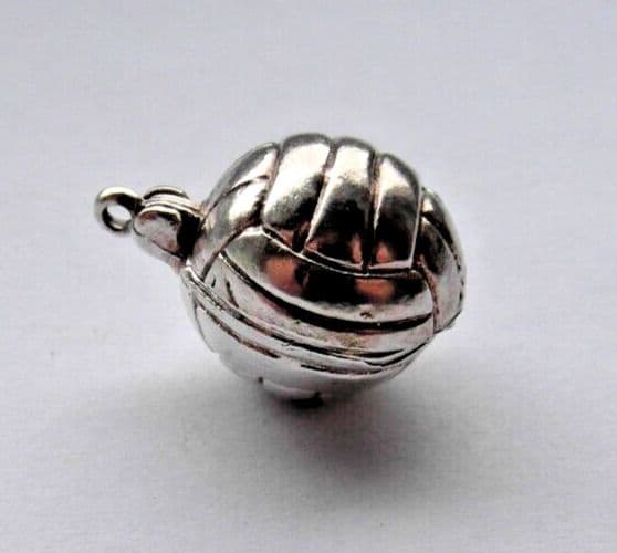 Silver charm of a sports ball basketball, football, netball, volleyball
