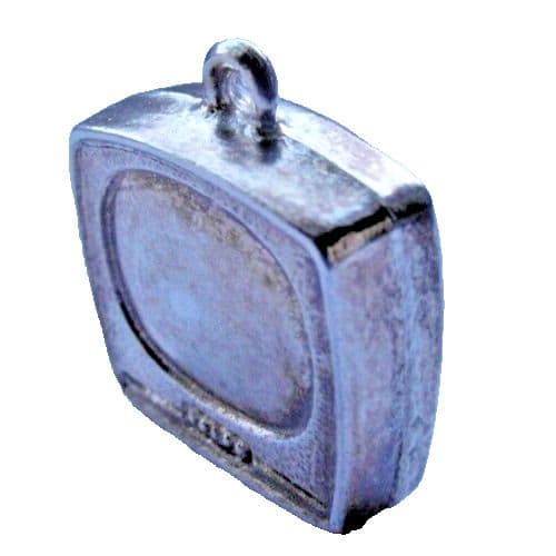 silver charm of an old fashioned TV for a  traditional charm bracelet