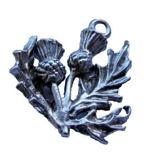 silver charm of the Scottish emblem a thistle branch for charm bracelet