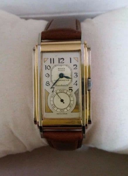 SOLD Q56 Mens 18ct yellow & white stepped gold Rolex Prince chronometer doctors watch