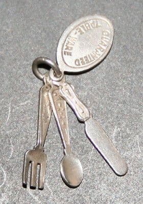 SOLID SILVER CULTERY SET (FORK KNIFE & SPOON) CHARM