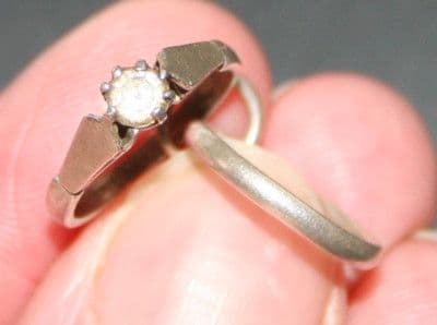 SOLID SILVER ENGAGEMENT RING & WEDDING BAND CHARM