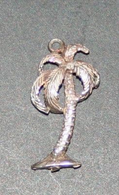 SOLID SILVER PALM TREE CHARM FOR A CHARM BRACELET