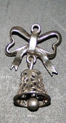 SOLID SILVER RINGING BELL BOW CHARM FOR CHARM BRACELET