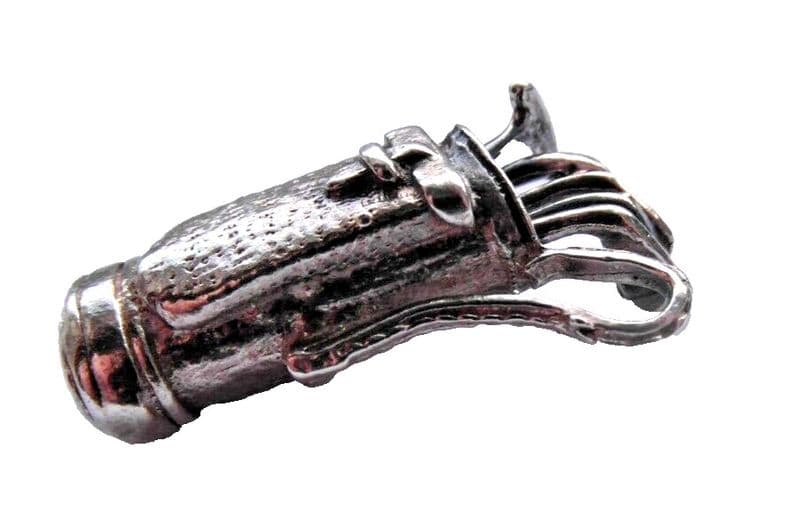 Vintage golf bag with five clubs silver charm for a traditional charm bracelet