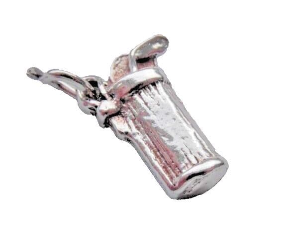 vintage old golf bag with 3 clubs silver charm for a traditional charm bracelet
