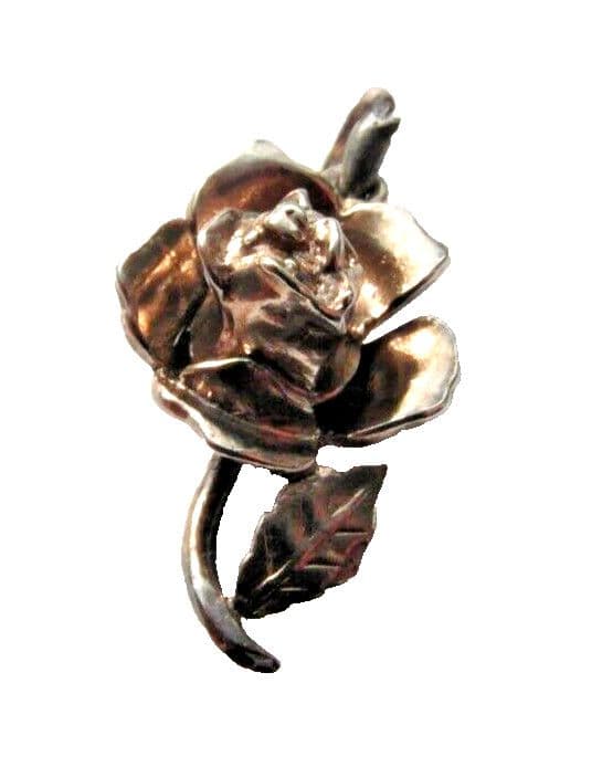 vintage silver charm of a rose opening to reveal a bee for charm bracelet