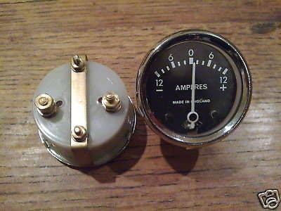 AMMETER FOR CLASSIC BRITISH BIKES  BLACK DIAL 1 3/4