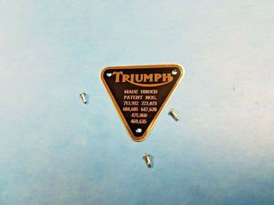 GENUINE TRIUMPH BRASS PATENT PLATE 70-4016B   T100 TR6 T120 TR7 TIGER T140