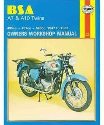 HAYNES WORKSHOP MANUAL    BSA A7 A10 TWINS  1947 TO 1962