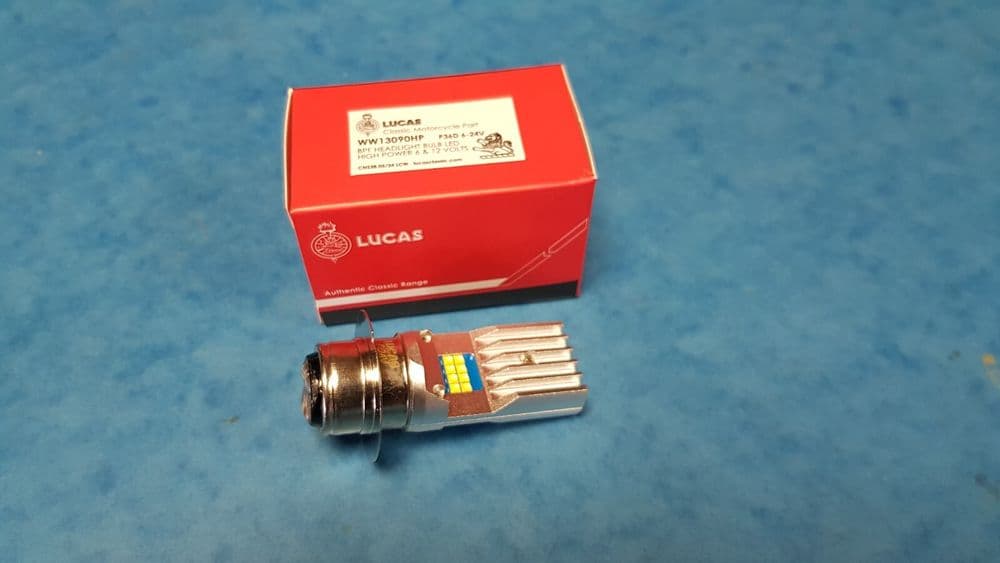 LUCAS BFP LED HEADLIGHT BULB HP 6 AND 12 VOLT P36D BSA TRIUMPH NORTON