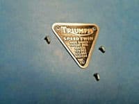 TRIUMPH  PATENT PLATE   70-1595   PRE UNIT   SPEED TWIN