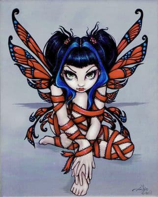 Red Ribbon Fairy Art Tile