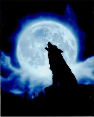 Wolf and Moon Art Tile