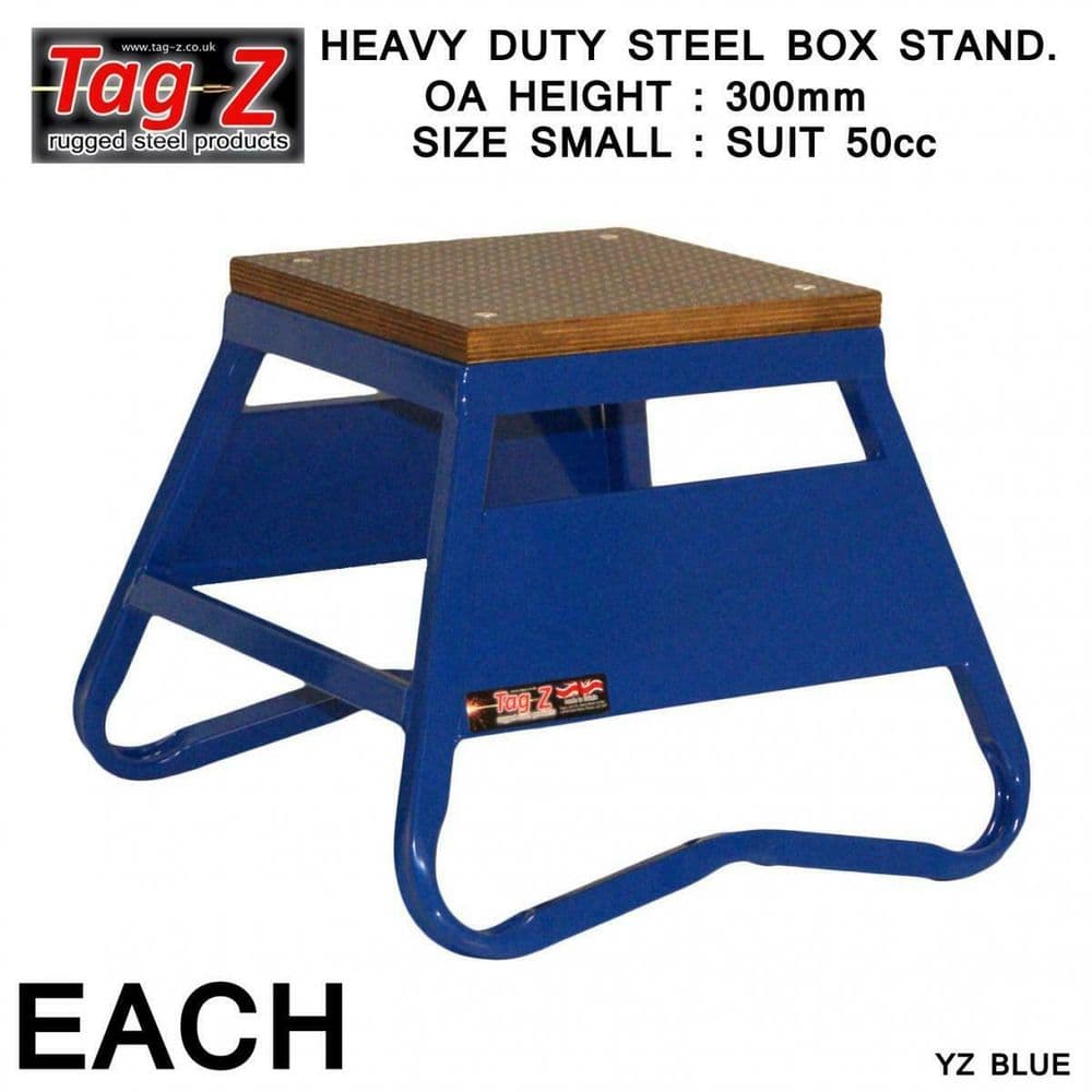 New TagZ Heavy Duty Steel Small Box Bike Stand Blue 300mm Motocross