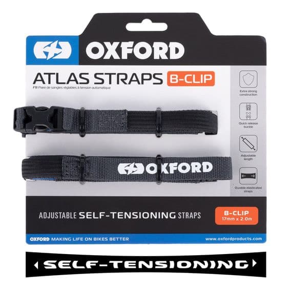 Oxford Atlas B-Clip 17mm x 2.0M Asphalt (Pair) OX316