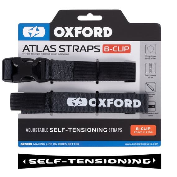 Oxford Atlas B-Clip 26mm x 2.0M Asphalt (Pair) OX322