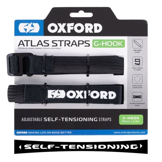 Oxford Atlas G-Hook 26mm x 2.0M Black (Pair) OX309