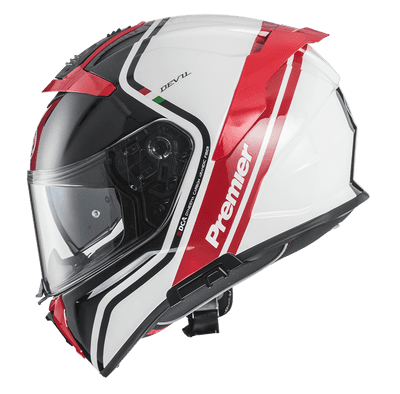 Premier Devil Fullface Helmet PH2 White/Red *Incl Dark Visor