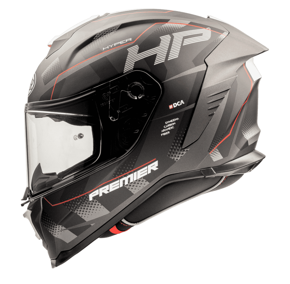 Premier Hyper Fullface Helmet HP92 Red/Grey/Black Incl Dark Visor