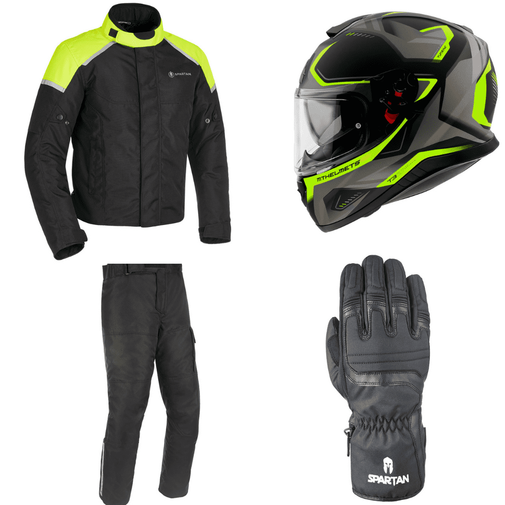 Motorcycle jacket online helmet gloves combo