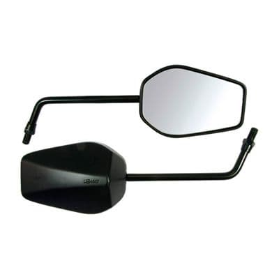 Universal mirror set black rectangular 10mm MRU022