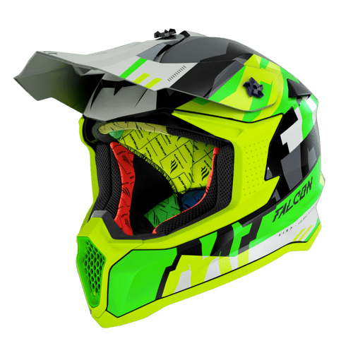 Casco Mt Off Road Falcon Arya A3 Mate Amarillo Fluor