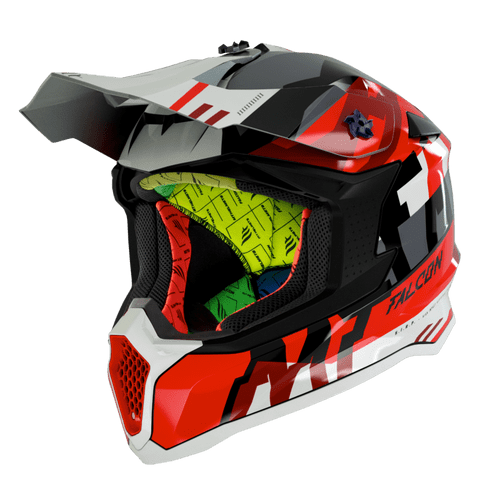 Casco Mt Off Road Falcon Arya A5 Perla Brillo Rojo