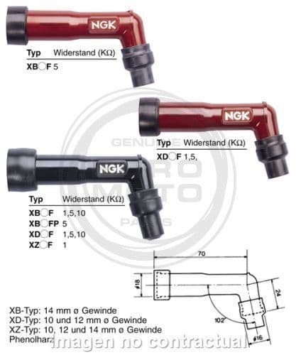 Pipa de Bujía NGK YB05F - Recambios moto online