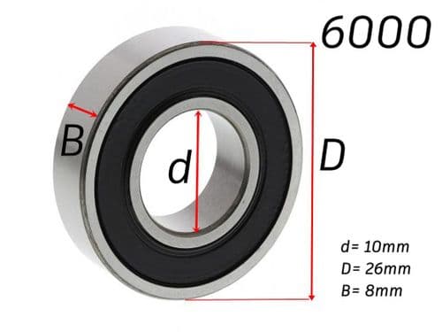 Rodamiento bolas 6000 2RS C3 10x26x8