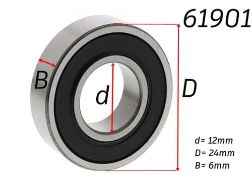 Rodamiento bolas 61901 12x24x6