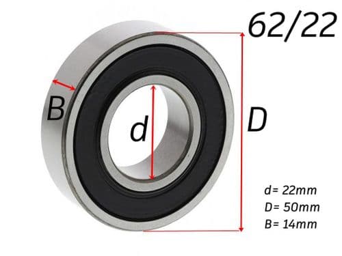 Rodamiento bolas 62/22 2RS C3 22x50x14