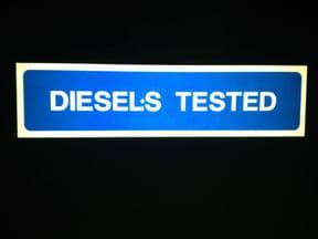 1b - H/duty reflective MOT Diesels Tested sign