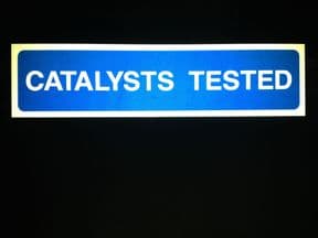 1c - H/duty reflective MOT Catalysts Tested sign