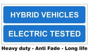 1e - H/duty Hybrid Vehicle Electric Tested MOT sign