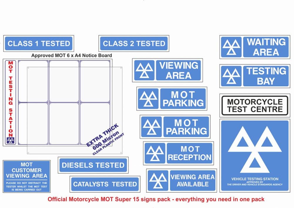 1r - MOT Motorcycle 15 Signs Pack