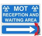 1zz - H/duty VOSA DVSA MOT Reception & Waiting Area sign & Bidirectional Arrow