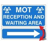1zz - H/duty VOSA DVSA MOT Reception & Waiting Area sign & Bidirectional Arrow