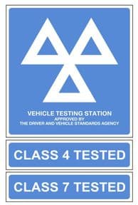 2a - MOT & Class 4 & 7 Tested - 3 sign pk